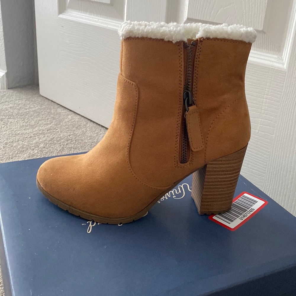 Brown heel booties
